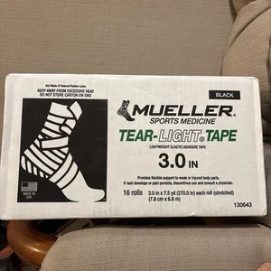 Mueller Sports Medicine Tear-Light Tape - Black - 3.0 In X 7.5 Yd (16 Rolls) - Picture 1 of 4
