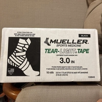 Mueller Sports Medicine Tear-Light Tape - Black - 3.0 In X 7.5 Yd (16 Rolls) - Image 1 of 4