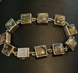 Designer Jheri Labradorit Sterling Silber Armband 39,18 g 7,25" Box Verschluss 925 - Bild 1 von 18