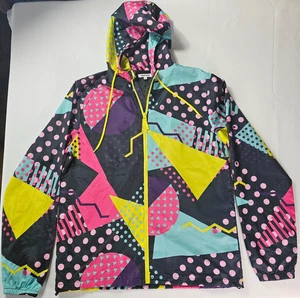 Ragstock 80s Style Windbreaker Jacket – Men’s M Colorful Geometric Neon Retro - Picture 1 of 9