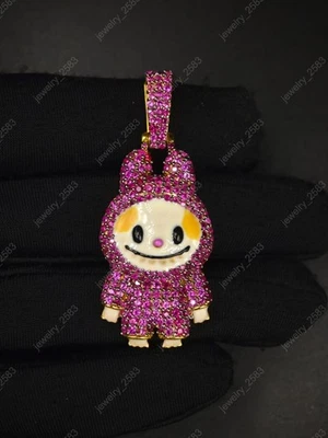 ¡Compra ahora! Lindo colgante de 1,5" 925 SS de dibujos animados de diamantes creados en laboratorio para mujer Foto 1 de 4