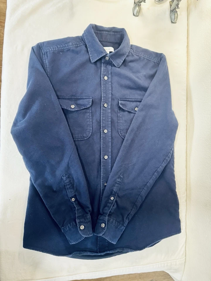 Reiss Men's Navy Blue Insulated Flannel Shirt Size S Long Sleeve Button Up - Image 1 of 4