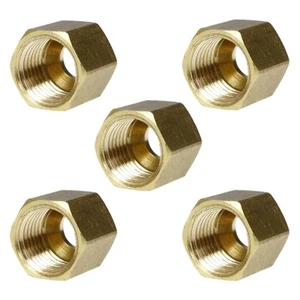 5 Pack 1/4" Compression Nut Hex Shape 7/16"-24 Thread Size Solid Brass Fitting - Picture 1 of 4