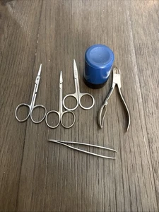 Lot Of 5 Tweezer , Scissor’s Stainless Steel Plus Pencil Sharpener And Cutter - Picture 1 of 1