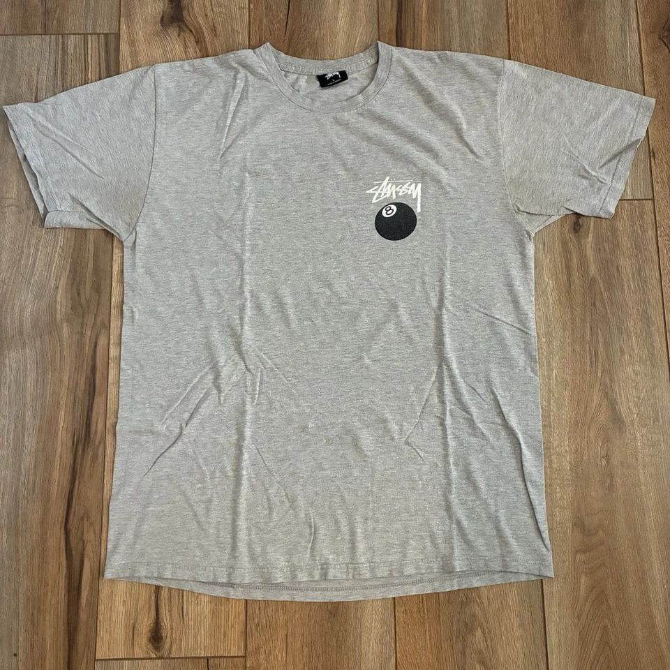 Camiseta Stussy 8 Ball Años 2000 Talla Grande Gris Doble Cara Camiseta Foto 1 de 4