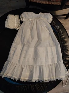 Christening Gown Bonnet 3-6 Months Baby Girl Baptism Dress Ivory Lace Gorgeous - Picture 1 of 7