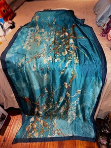 AmaWaterways "Mandelblüte" Schal 72"x36" Van Gogh Türkis Polyester - Bild 1 von 5