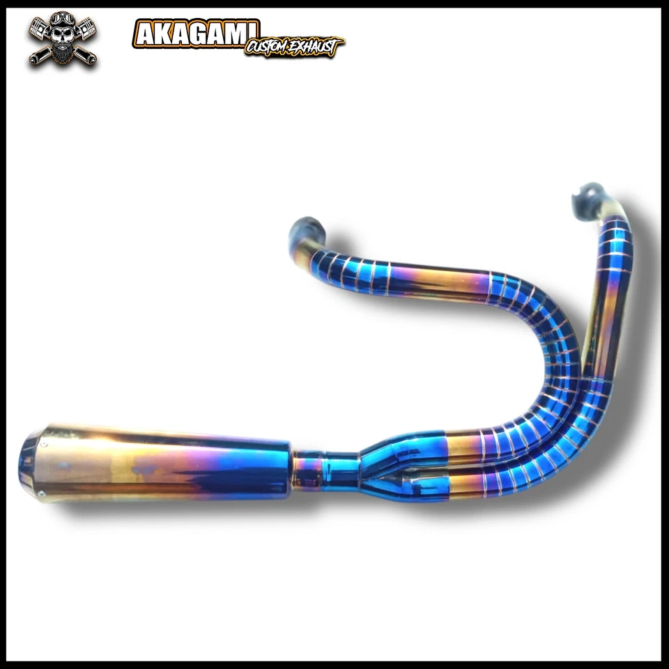 Escape 2 en 1 acabado azul-dorado para Harley Davidson Sportster 883 2004-2013 Foto 1 de 4