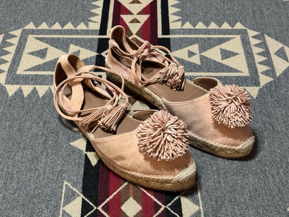 Aquazzura Pink Pom Pom Ballet Flats Women’s 38.5 - Image 1 of 4