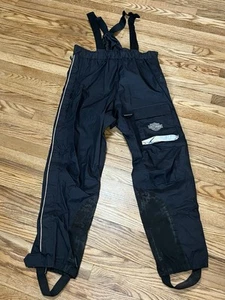 Harley Davidson Rain Bibs Black Reflective Stripe - Size Large - Picture 1 of 12