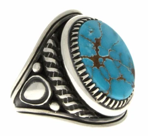 11.75 - Natural Blue Royston Turquoise Ring By Navajo Artist Derrick Gordon - Picture 1 of 4