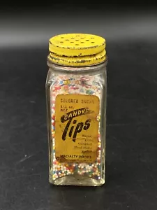 Candy Tips Specially Foods Chicago anni '50 cake sprinkles bottiglia barattolo vintage prop - Foto 1 di 11