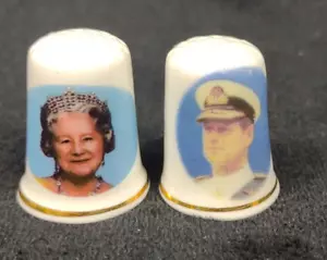 Vintage Queen Elizabeth Duke Of Edinburgh Thimble Set Bone China 90th birthday - Picture 1 of 7