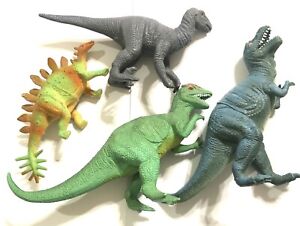 Vintage Medium Hard Plastic Dinosaur Toy Figures Lot Of 4 EUC
