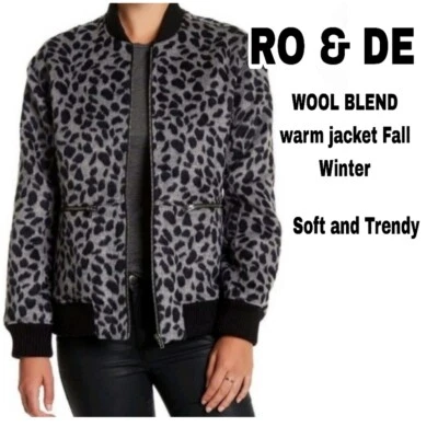 NWT Ro & De wool blend leopard Bomber Warm and gorgeous looking  - Image 1 of 4