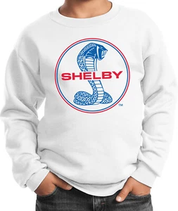 Kids Ford Mustang Sweatshirt Shelby Blue and Red Logo - Picture 1 of 12