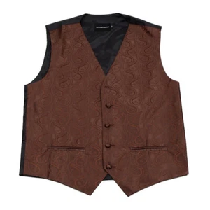 Men's Brown Paisley Tuxedo Vest Formals Weddings Proms Fashion Waistcoat - Picture 1 of 2