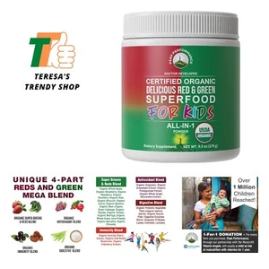 Kids Greens and Reds Superfood Powder. Best Tasting Organic Vegan Super Food ... - Picture 1 of 6