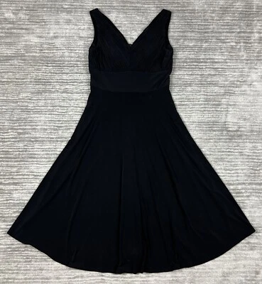 Jessica Howard Dress Womens 8 Black Vneck Sleeveless Midi - Image 1 of 4