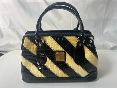 Bolso de mano Renaissance Leather Goods blanco negro cocodrilo 8"x 12"x 5" Foto 1 de 4