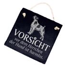 Hundeschild Epagneul Breton aus Schiefer - Vorsicht vor dem Herrchen - 11cm x 11