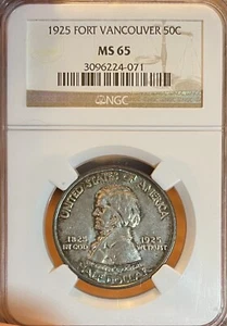 1925 NGC MS65 Fort Vancouver Commemorative Silver Half Dollar - Picture 1 of 4