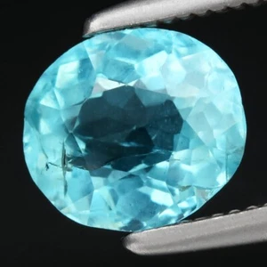 0.97ct 6.5x5.7mm Oval Natural Unheated Paraiba-Color Neon Blue Apatite Gemstone - Picture 1 of 4
