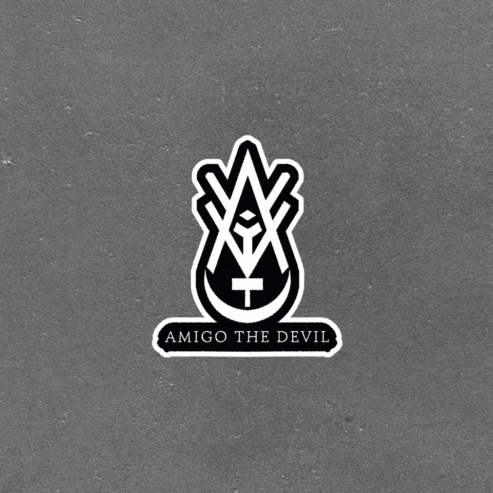 Amigo The Devil Black & White Sticker - Dark Occult Symbol Decal #4365