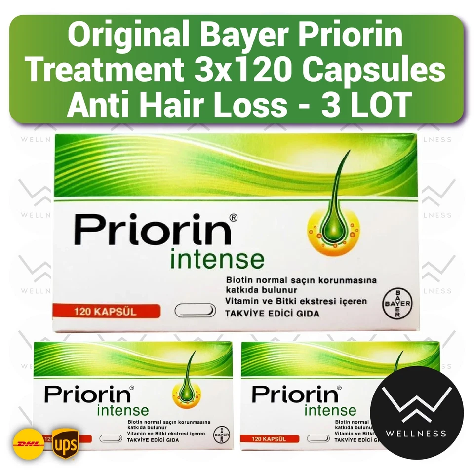 BAYER Priorin Intense Anti Hair Loss Treatment Herbal Capsules -3×120 Capsules - Image 1 of 2