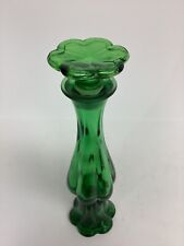 VTG 1970’s Emerald Flower Glass Bud Vase. GlassFlower on Top. VTG Avon. 9 inch