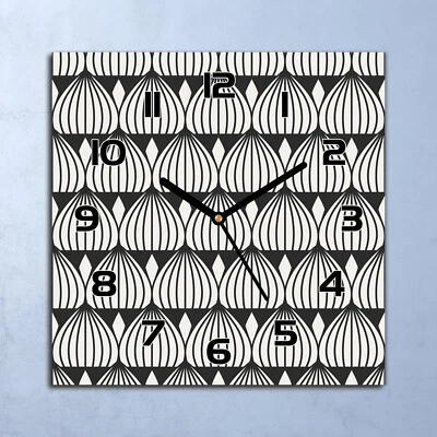 Horloge Murale En Verre moderne Muster géométrique gris et blanc 30x30 - Photo 1/4