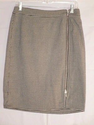 Falda lápiz elástica de pata de gallo negra/blanca Moda International para mujer talla 6 Foto 1 de 4