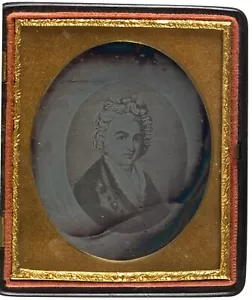 Daguerrotipo Ambrotipo, Martha Washington, sexta placa, estuche Gutta-Percha, 4"t - Imagen 1 de 5