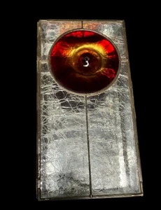 VINTAGE BOHEMIAN MCM ART DECO CRACKLE GLASS HINGED JEWELRY BOX - Picture 1 of 7