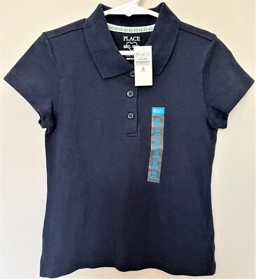 NWT PLACE Navy Blue School Uniform Play Polo Short Sleeve T-Shirt Tee Top, M 7/8 - Изображение 1 из 3