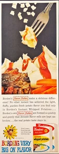 Patate frustate istantanea Bordens 1960 stampa vintage pubblicità aromi fiocchi - Foto 1 di 1