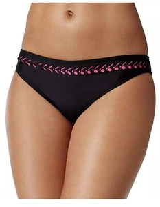 Bikini Nation Junior Cutout Hipster Bikinihose Badeanzug, schwarz/pink, Small S - Bild 1 von 3