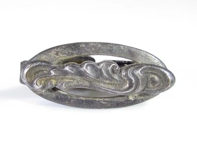 Silver Plated Tie Clip Oval with a Flora Design - Image 1 of 4