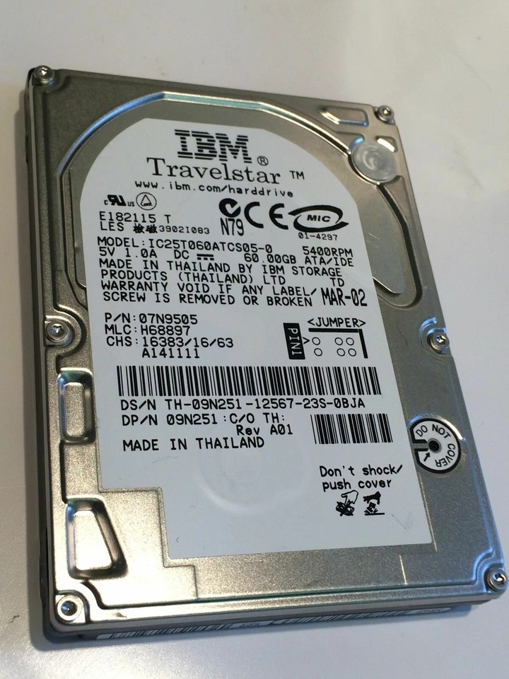 IBM IC25T060ATCS05-0  60GB   2.5 INCH 12.5MM HARD DISC DRIVE 07N9505     aa4cc13 - Image 1 of 1