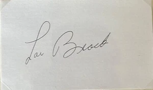 Lou Brock 3x5 Index Card * Cardinals Autograph * HOF * Mary Fals Collection - Picture 1 of 1