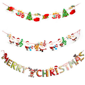  3 Pcs Happy Christmas Bunting Decoration Banner Party Supplies Garland Decorate