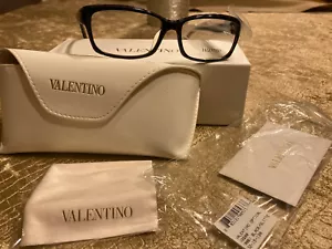 VALENTINO EYEGLASSES FRAME V 2600 52-15-130 Black Glitter Rectangler Unisex - Picture 1 of 3