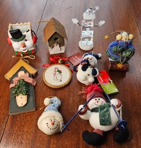 Variety of Snowman Christmas Ornaments Lot - Min. 9 Pieces - Picture 1 of 9