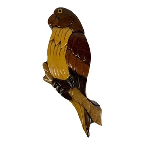 Vintage Wood Trinket Box Parrot Bird Marquetry Puzzle. RARE - Picture 1 of 5
