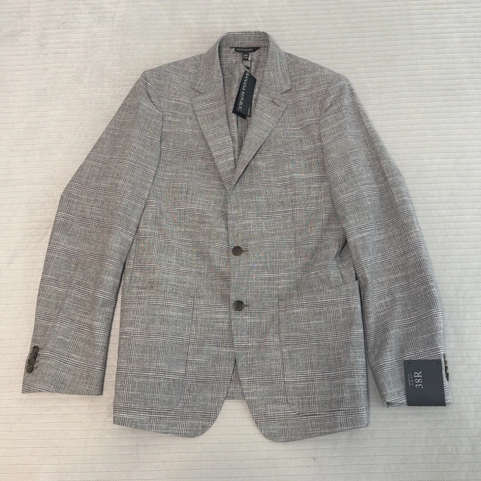 Blazer Banana Republic Para Hombres 38R Gris Calce Ajustado Tollegno 1900 3DWool Mezcla Elastizado Foto 1 de 4