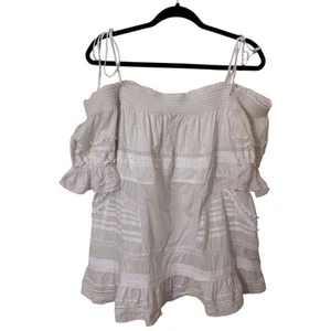 Blusa Roberto Cavalli Talla 48 X-Grande Blanca Boho Western Encaje Fuera del Hombro - Imagen 1 de 10