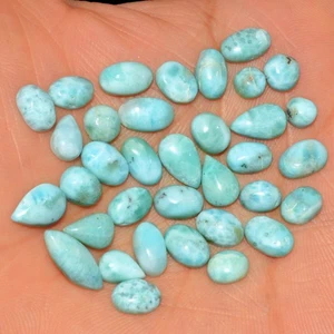 35 Pcs 57 Cts Natural Blue Larimar Cabochon Loose Gemstone Lot 12x4 4x4mm #15612 - Picture 1 of 6