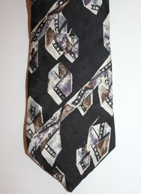 Oscar de La Renta Couture Collection Men's Vintage 100% Silk Tie Black Geometric - Image 1 of 4