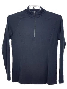 Pullover de Colección Ibex Para Mujer 1/4 Cremallera Lana Lana Lana XL Negro EE. UU. 100% Lana Merino Capa Base - Imagen 1 de 7