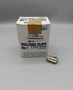 Box of 3 Dozen Vintage Unused BOSTON BULLDOG Metal Paper Clips #1 USA 1 1/4" - Picture 1 of 3
